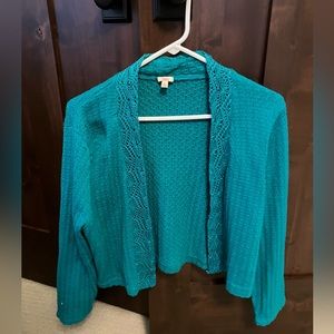 Reba teal cropped cardigan/shrug